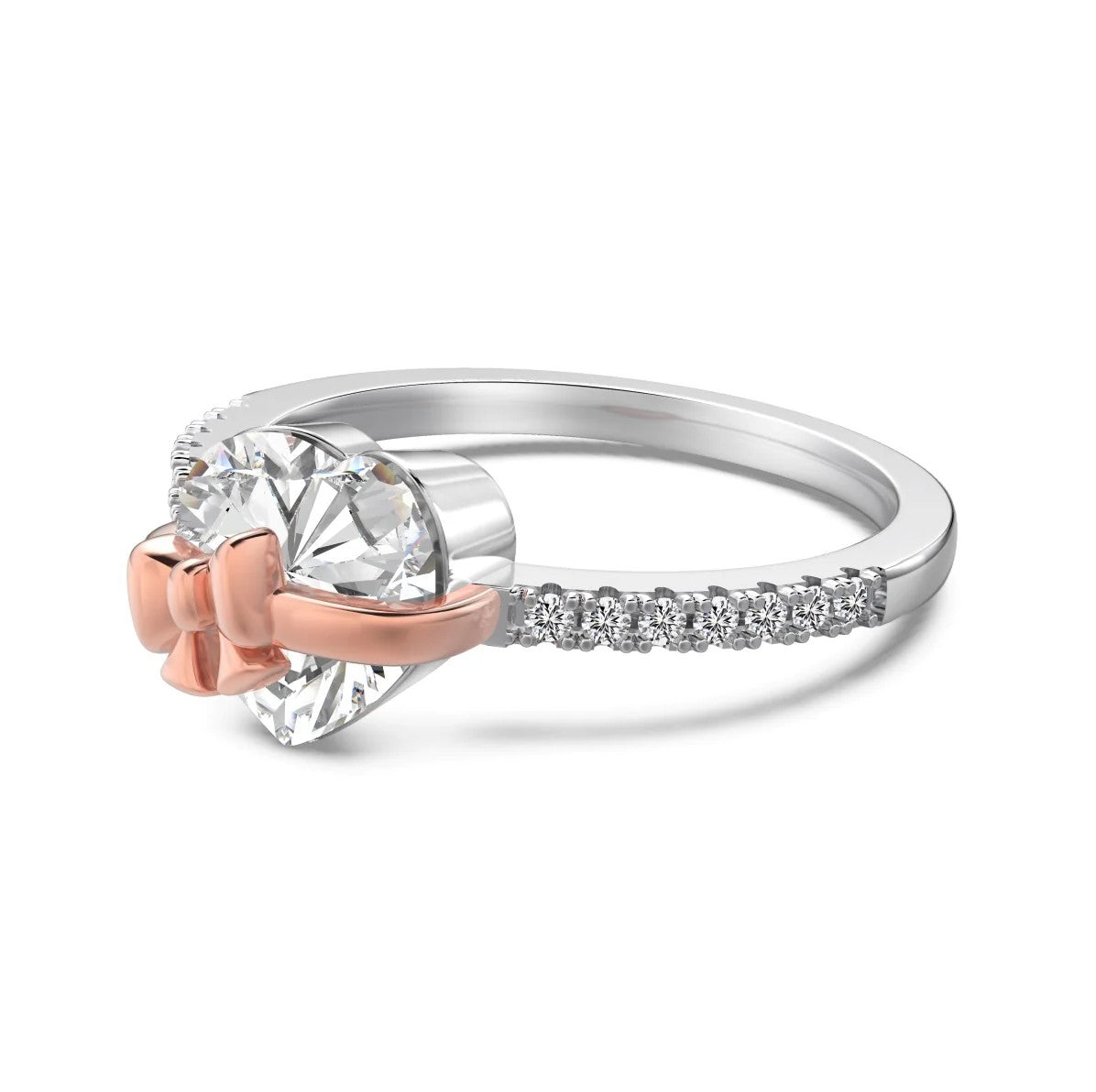 Eternally love™ | ROSE GOLD 'HEART & BOW' STERLING SILVER RING