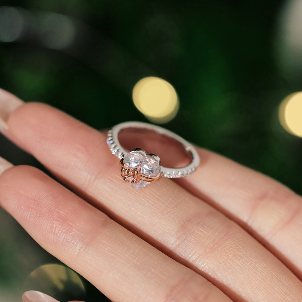 Eternally love™ | ROSE GOLD 'HEART & BOW' STERLING SILVER RING