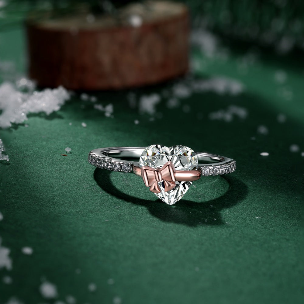 Eternally love™ | ROSE GOLD 'HEART & BOW' STERLING SILVER RING