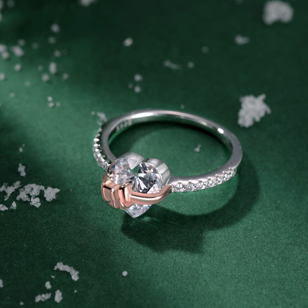 Eternally love™ | ROSE GOLD 'HEART & BOW' STERLING SILVER RING