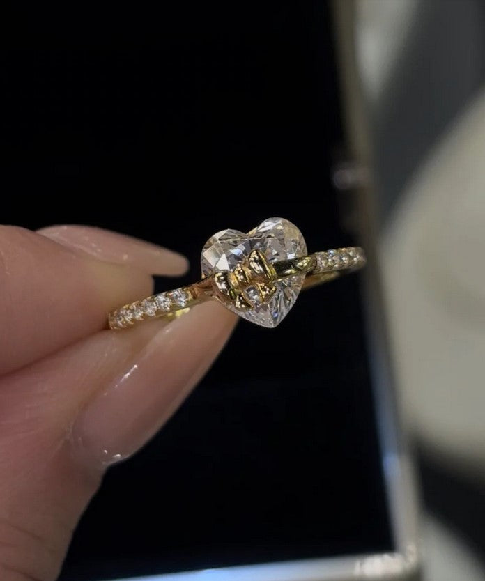 Eternally love™ |  GOLD 'HEART & BOW' STERLING SILVER RING