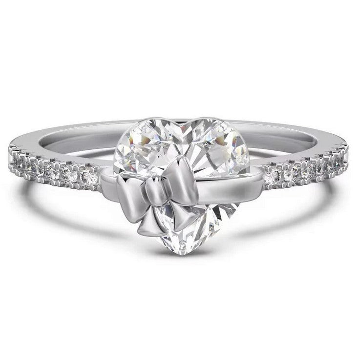 Silver Heart & Bow Sterling Silver Ring