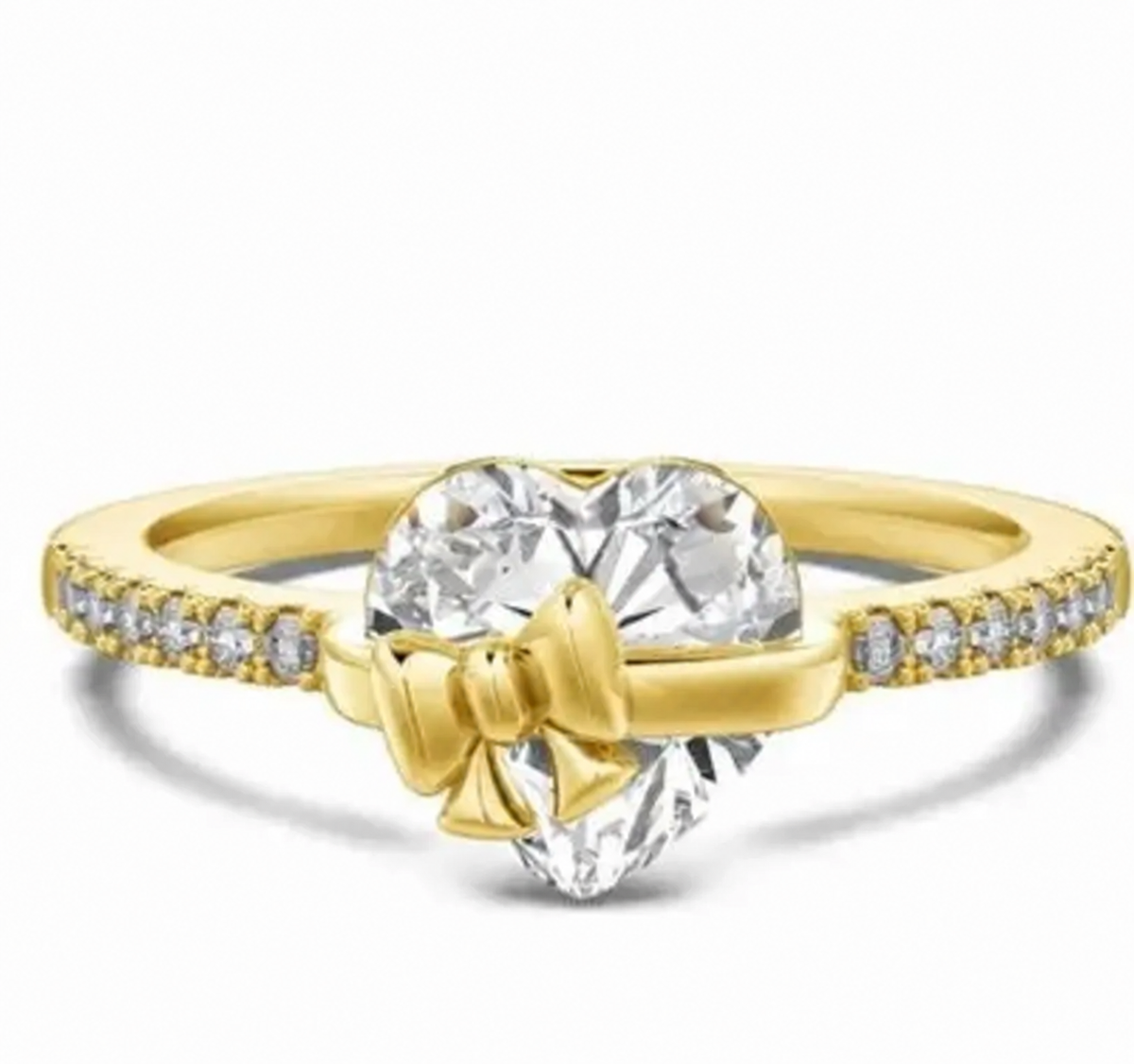 Gold Heart & Bow Sterling Silver Ring